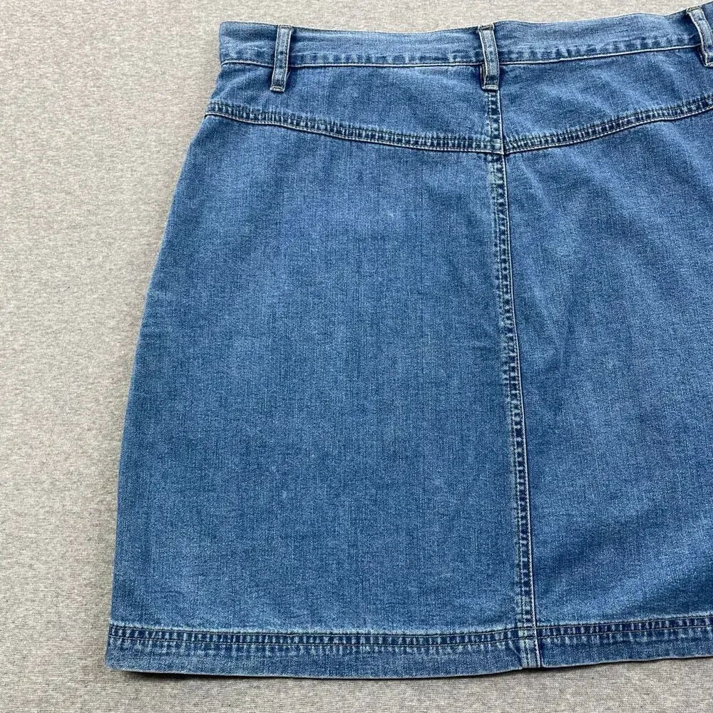 Vintage Old Navy Denim Skirt Womens 14 Blue Jean Pockets Y2K 90s Retro Preppy
